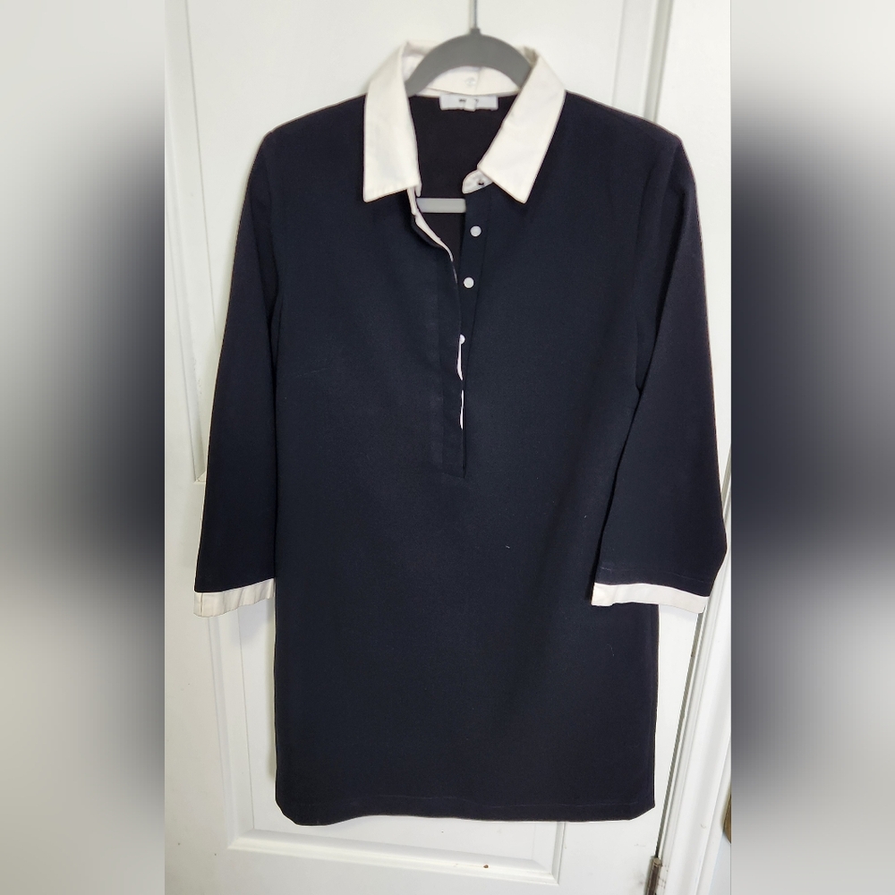 SUNCOO Elegant Black and White Shirt Dress Sz T2 (European 38-40 or US M-L)